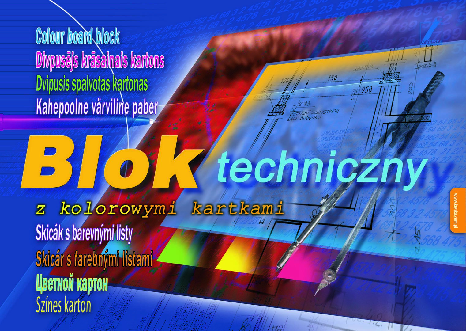 Blok techniczny A4 10k. kolorowy Kreska